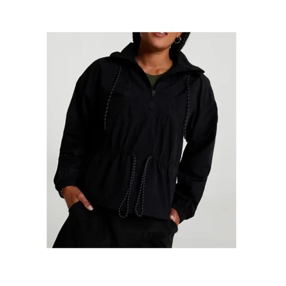 CALIA Women's Pure Black Hooded Windbreaker Size M